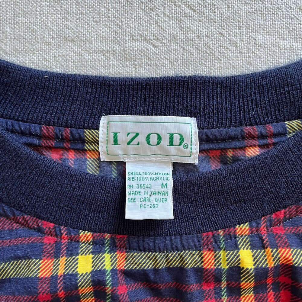 Vintage 90s Men's IZOD Tartan Plaid Crewneck Pullover Windbreaker Jacket Medium - Picture 6 of 6